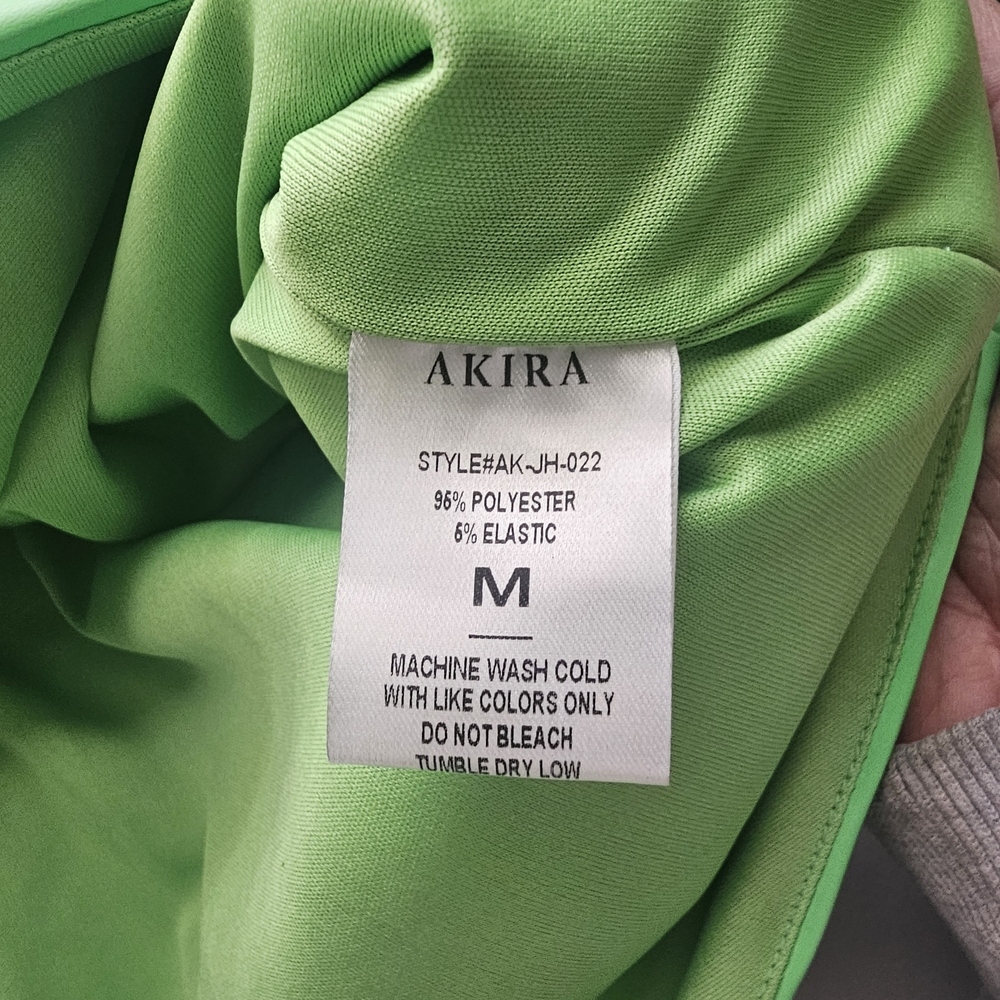 AKIRA M Green Faux Leather Mini Dress Trench Coat Size Going Out Party Miami ~ - Picture 9 of 9